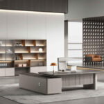 BLB-1872 1.8Mx1.8M luxury modern CEO office furniture wood table with cabinet