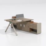 LY-B1406A 1.4Mx2.4M double large capacity custom logo office furniture table with cabinet storage set
