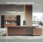 RS-B2604 2.4Mx2M large size luxury modern CEO office furniture wood table with cabinet