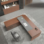RS-B2204 2.2Mx2M large size luxury modern CEO office furniture wood table with cabinet