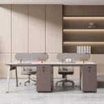 LY-B2402 2.4M custom logo color office furniture table with cabinet storage set